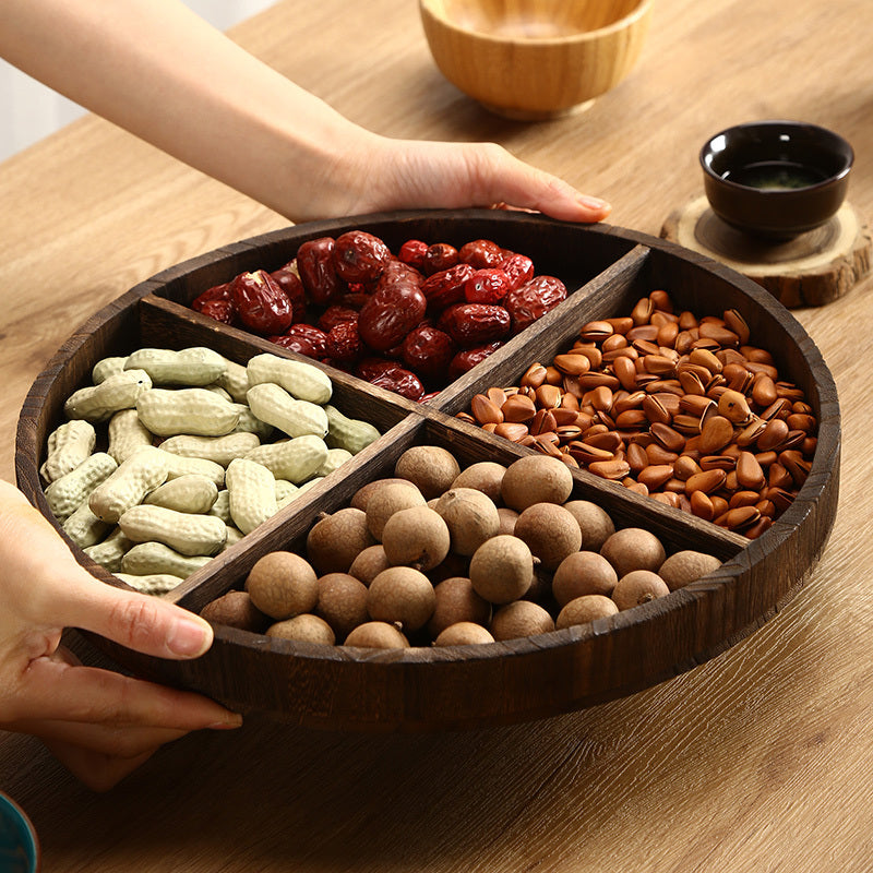 Creative Household Wooden Simple Coffee Table Grid Dry Fruit Tray